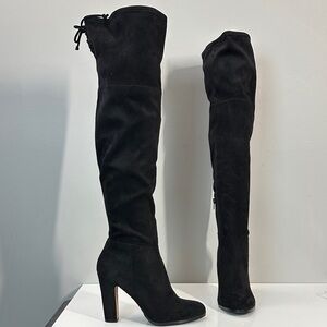 Vince Camuto Cheera Black Suede Over The Knee Heeled Boots Size 8.5